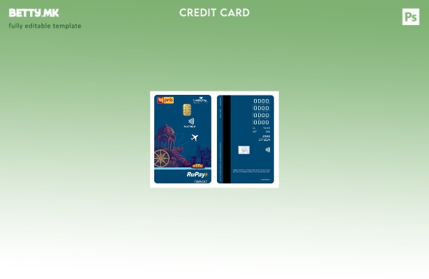 Модерен стил Индија PNB EMT банка RuPay платина шаблон за кредитна вертикална ка